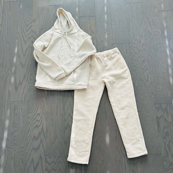 Cream 2-Piece  Sweat Pants Hoodie Set - Picture 5 of 10